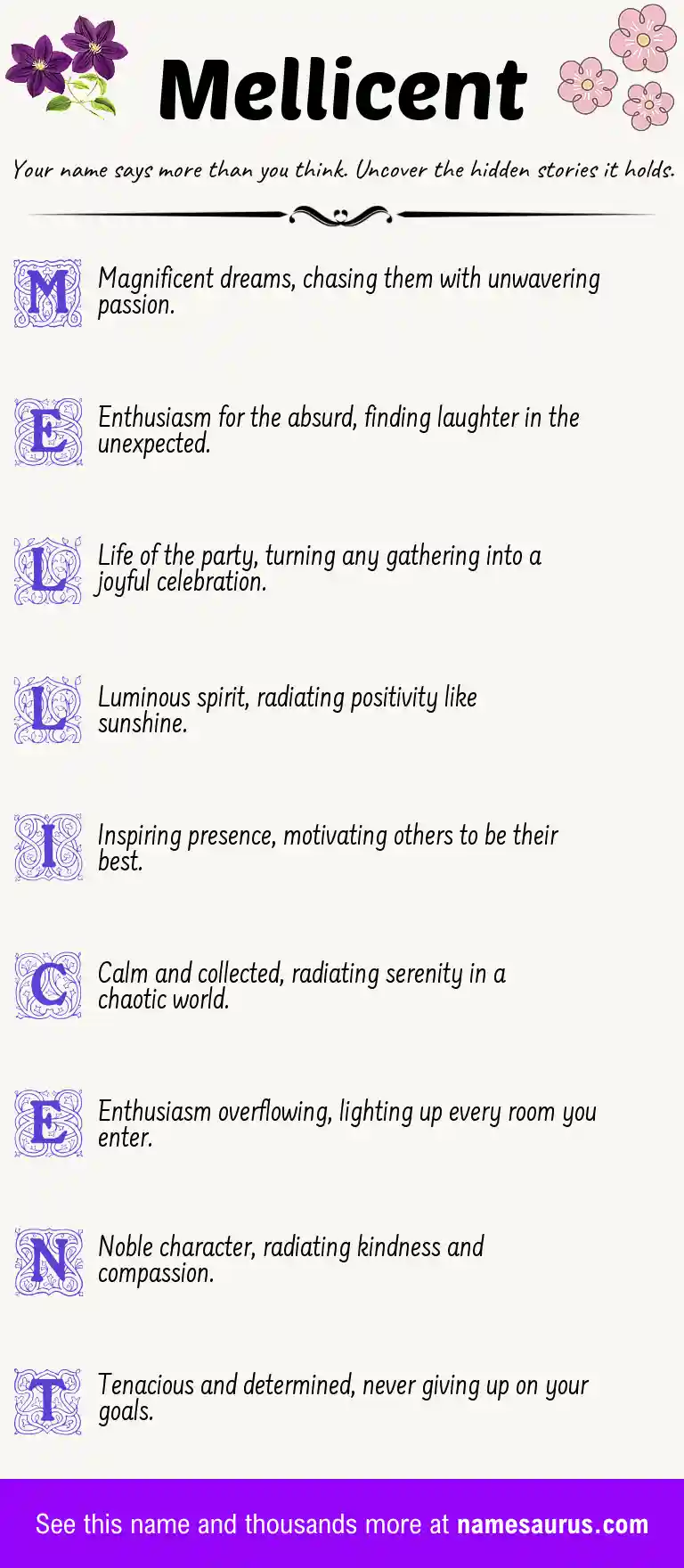 Acrostic poem about Mellicent.