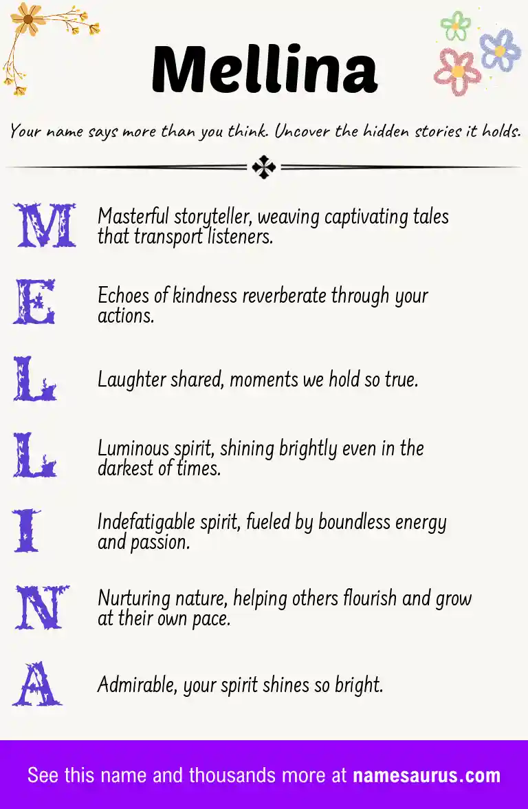 Acrostic poem about Mellina.
