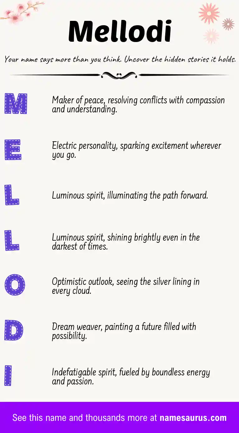 Acrostic poem about Mellodi.