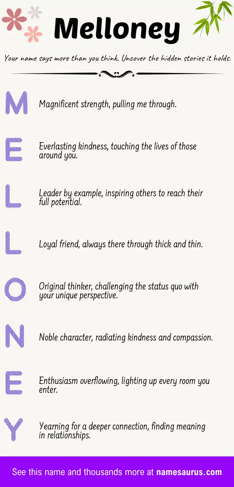 Acrostic poem about Melloney.