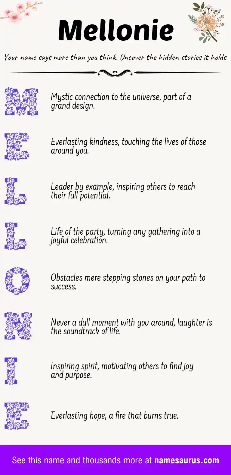 Acrostic poem about Mellonie.