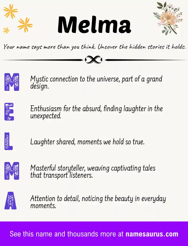 Acrostic poem about Melma.