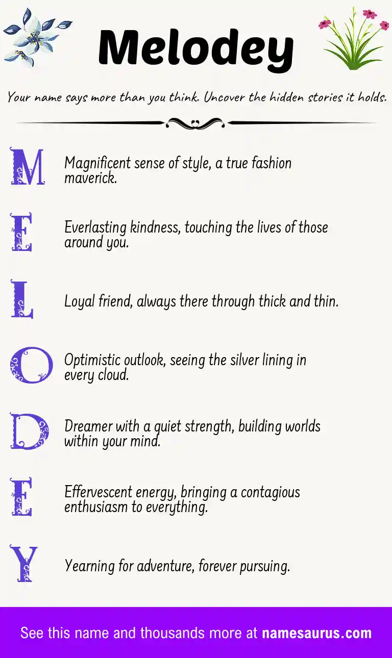 Acrostic poem about Melodey.
