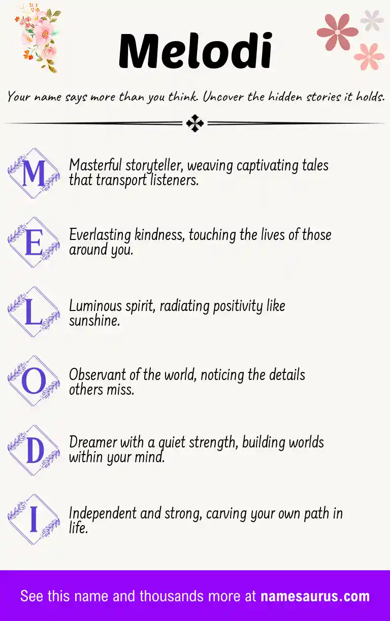 Acrostic poem about Melodi.
