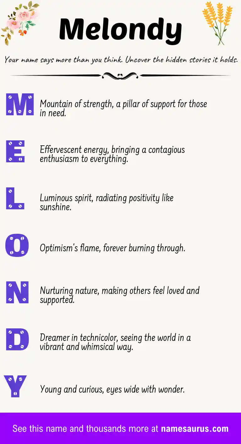 Acrostic poem about Melondy.