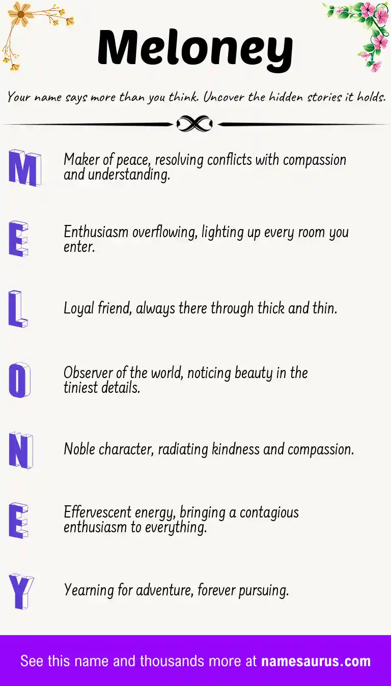Acrostic poem about Meloney.