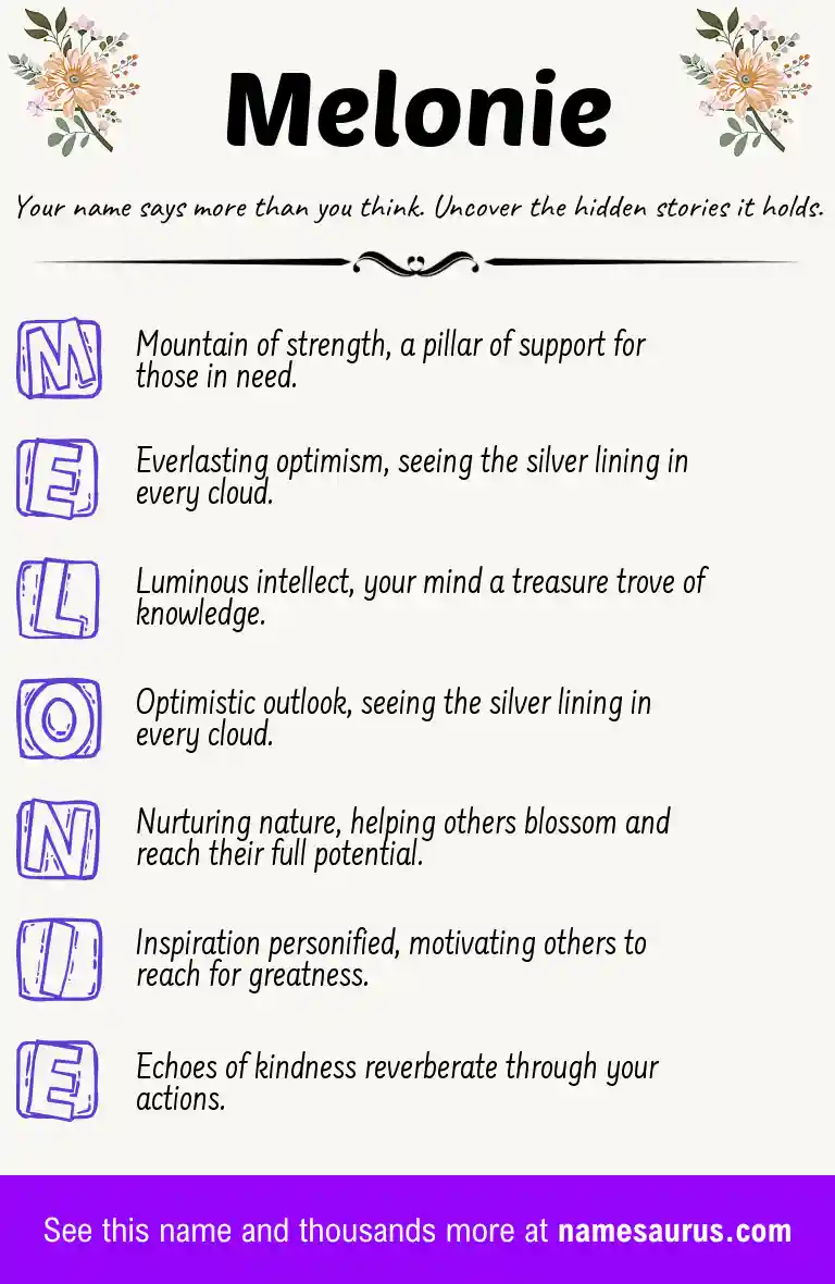 Acrostic poem about Melonie.