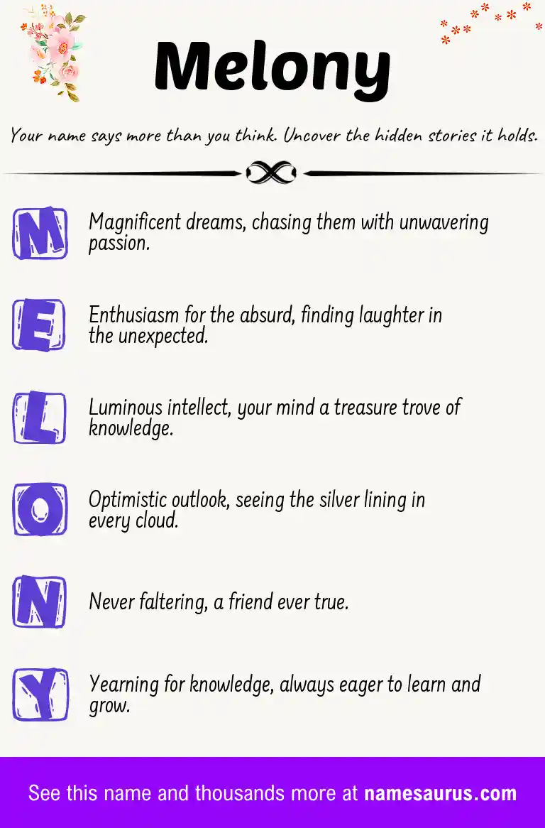 Acrostic poem about Melony.