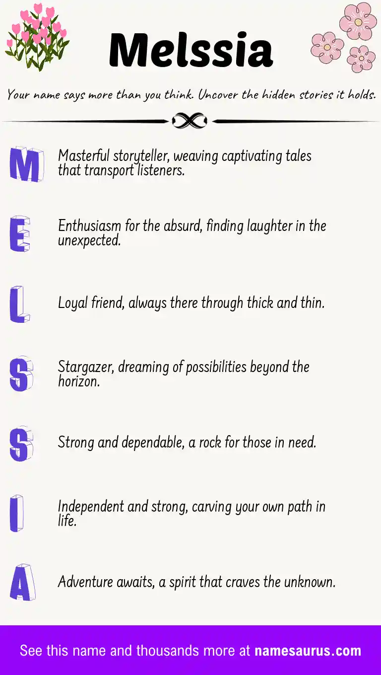 Acrostic poem about Melssia.