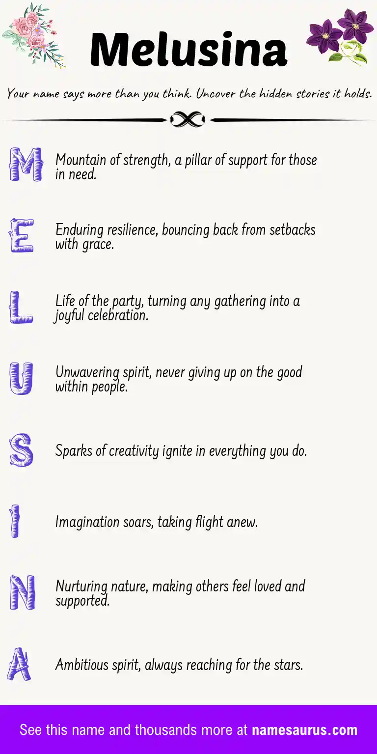 Acrostic poem about Melusina.