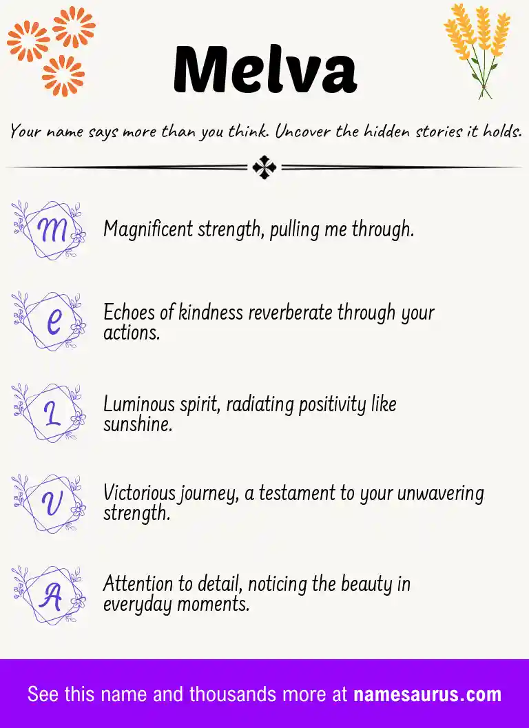 Acrostic poem about Melva.