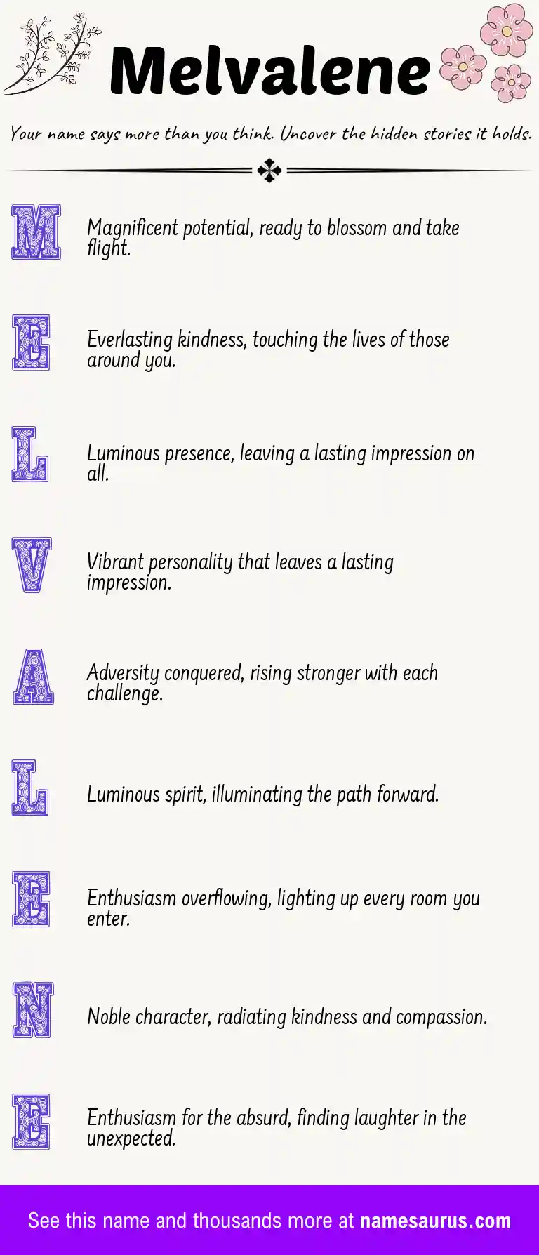 Acrostic poem about Melvalene.