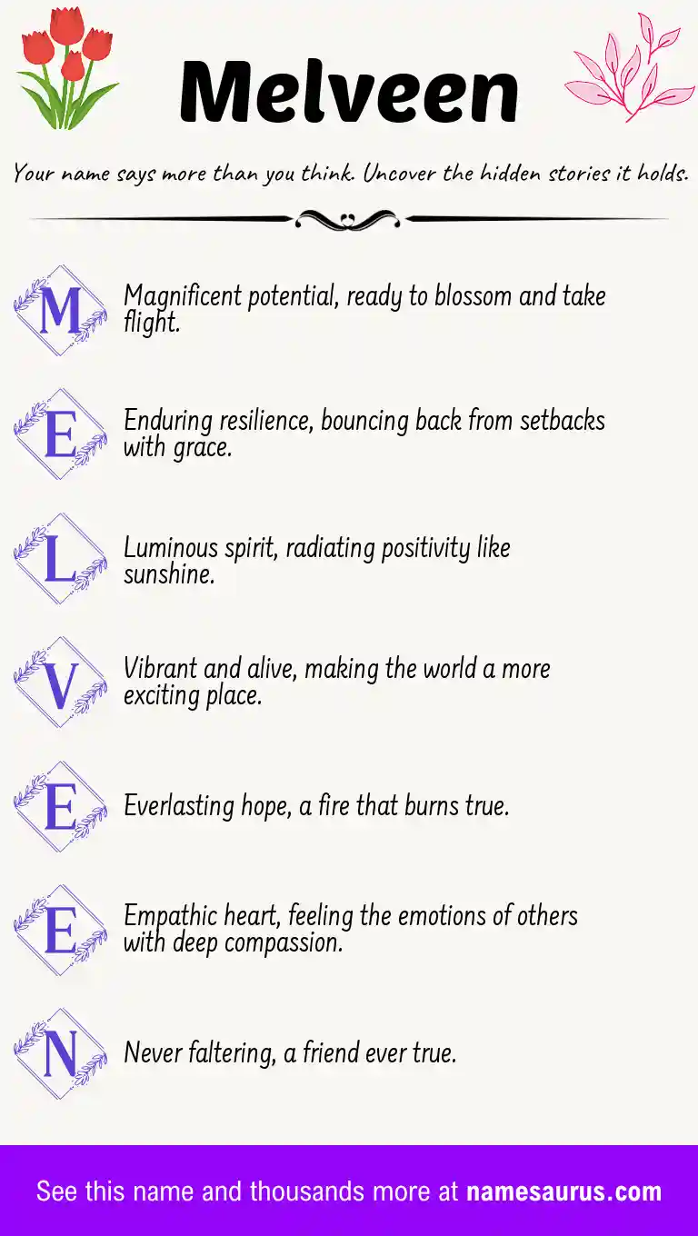Acrostic poem about Melveen.