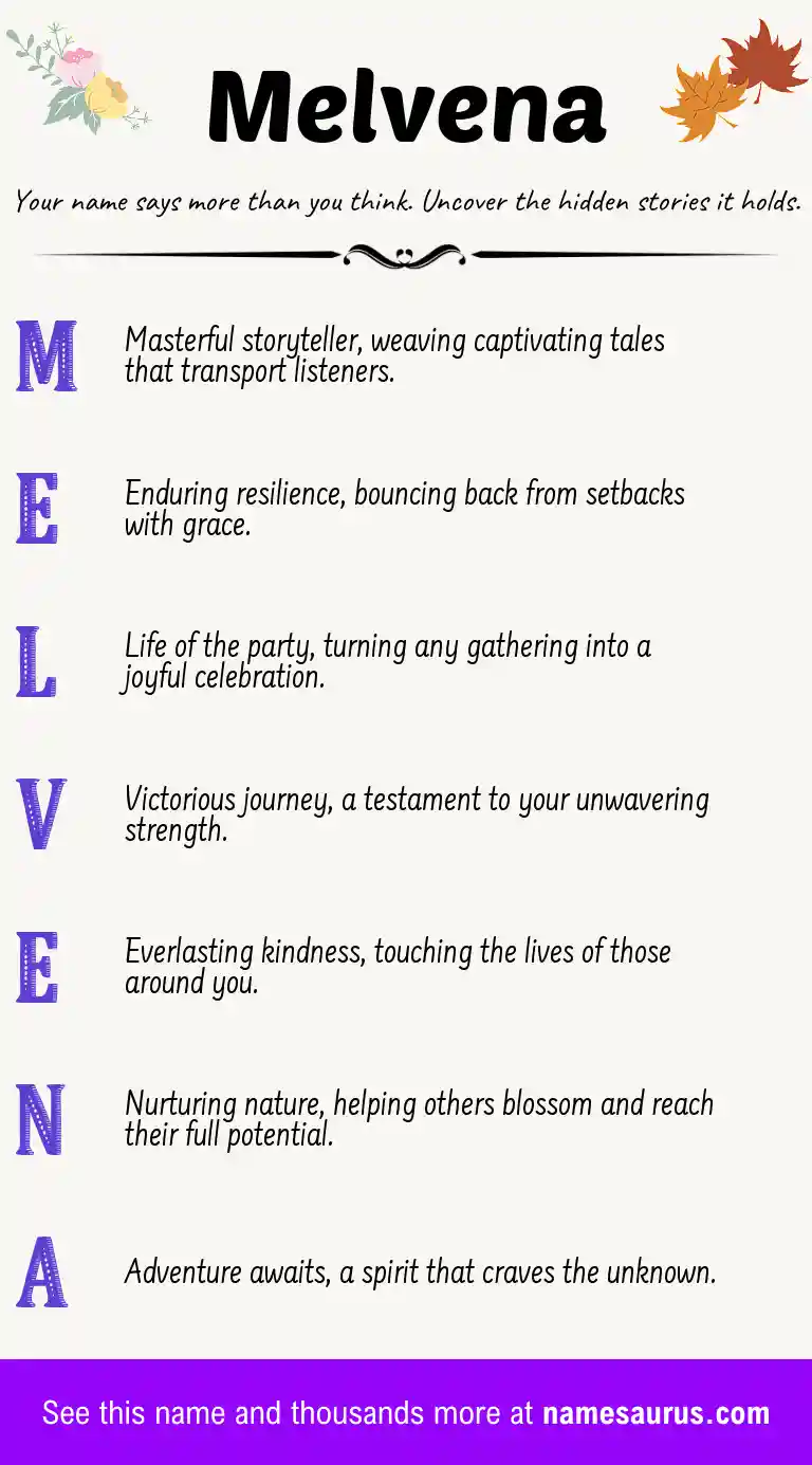 Acrostic poem about Melvena.