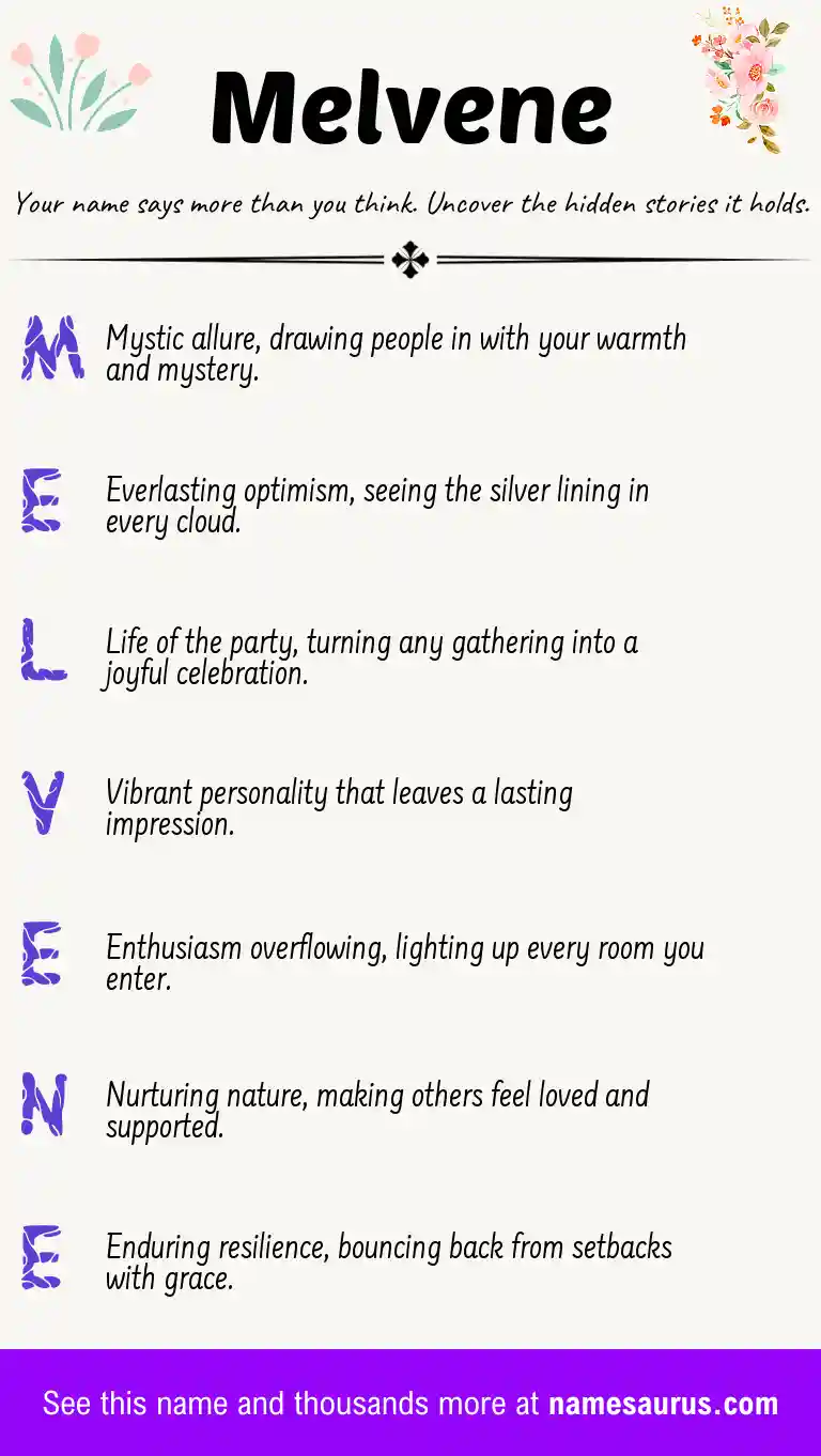Acrostic poem about Melvene.