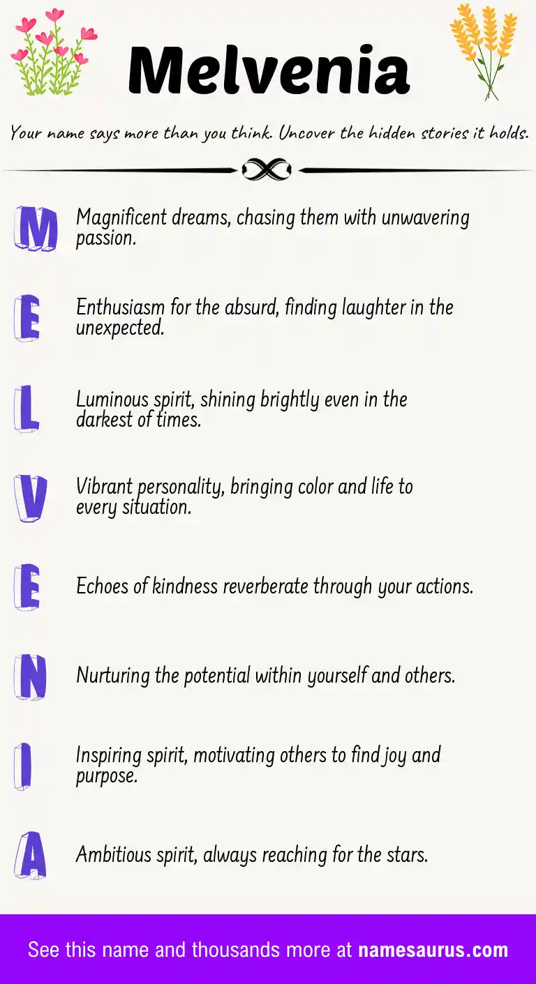 Acrostic poem about Melvenia.