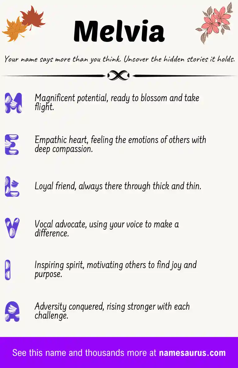 Acrostic poem about Melvia.