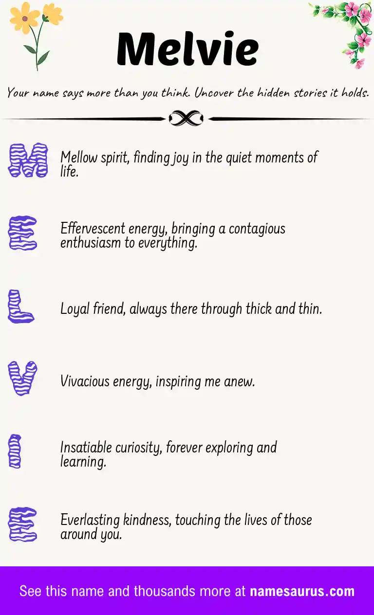 Acrostic poem about Melvie.
