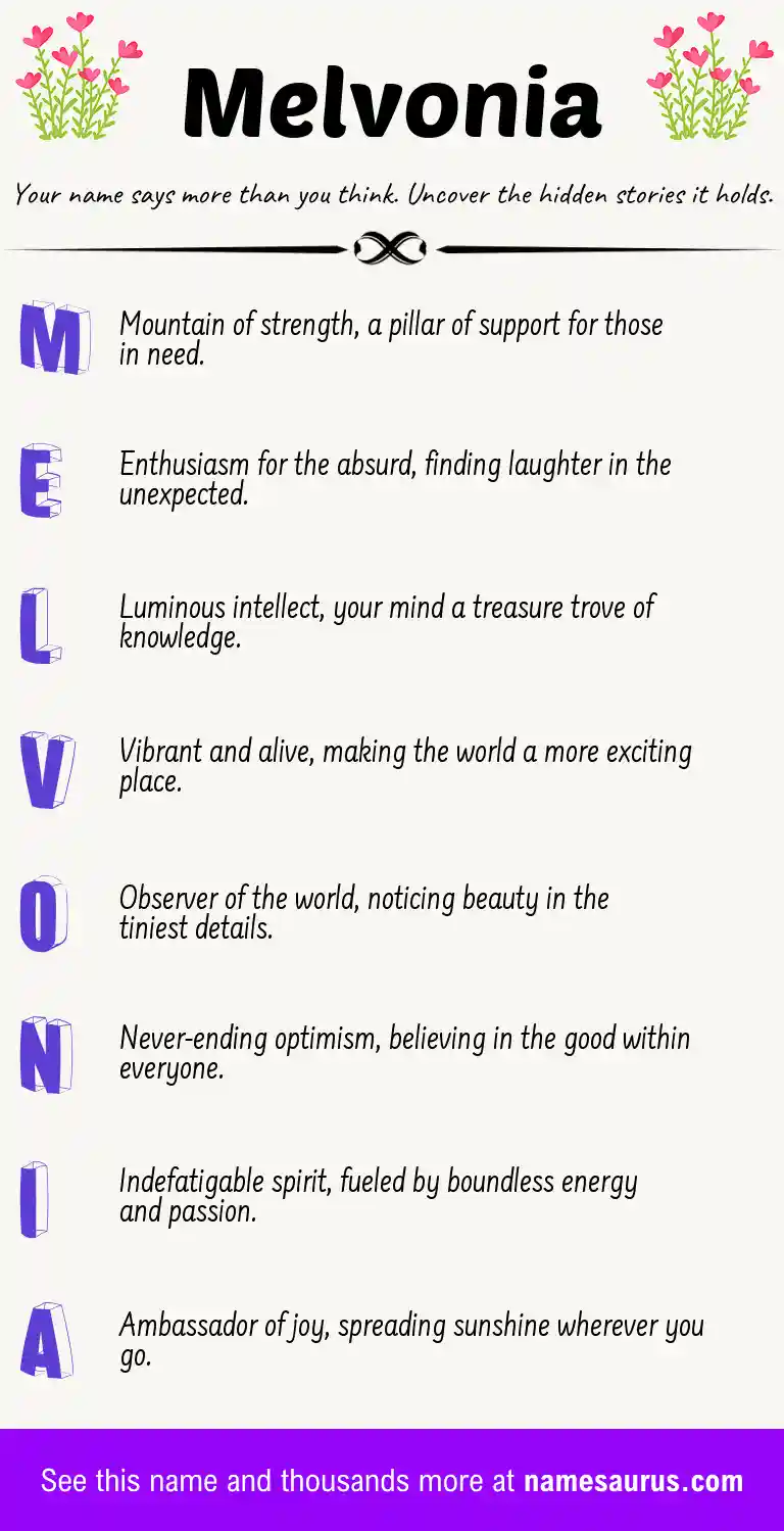 Acrostic poem about Melvonia.