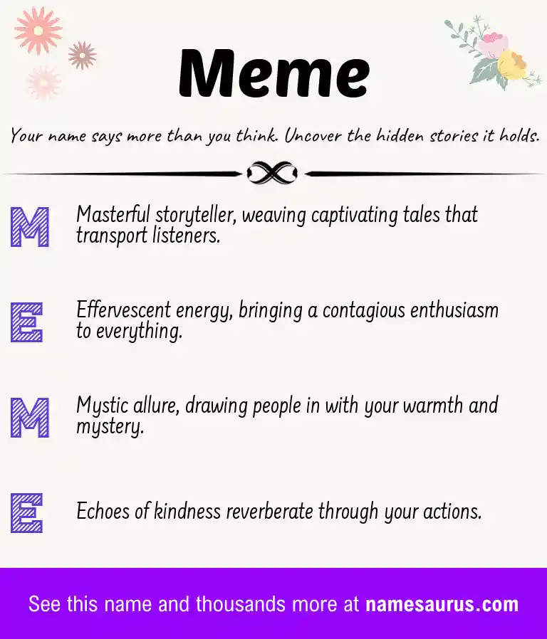 Acrostic poem about Meme.