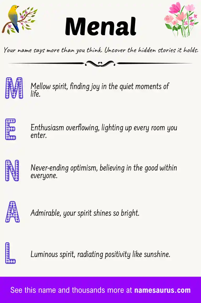 Acrostic poem about Menal.