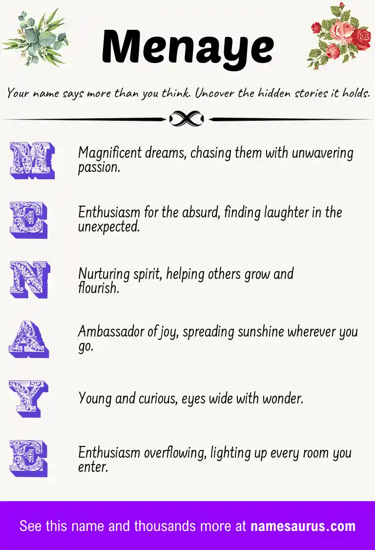Acrostic poem about Menaye.