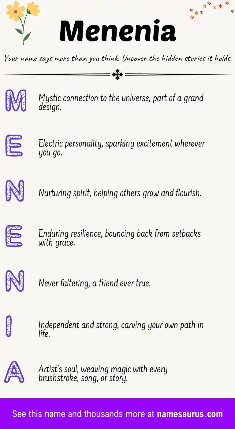 Acrostic poem about Menenia.