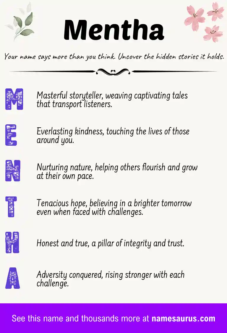 Acrostic poem about Mentha.