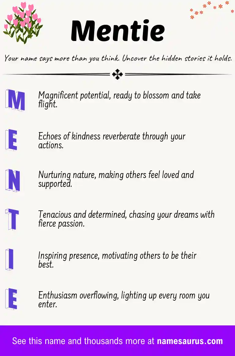 Acrostic poem about Mentie.