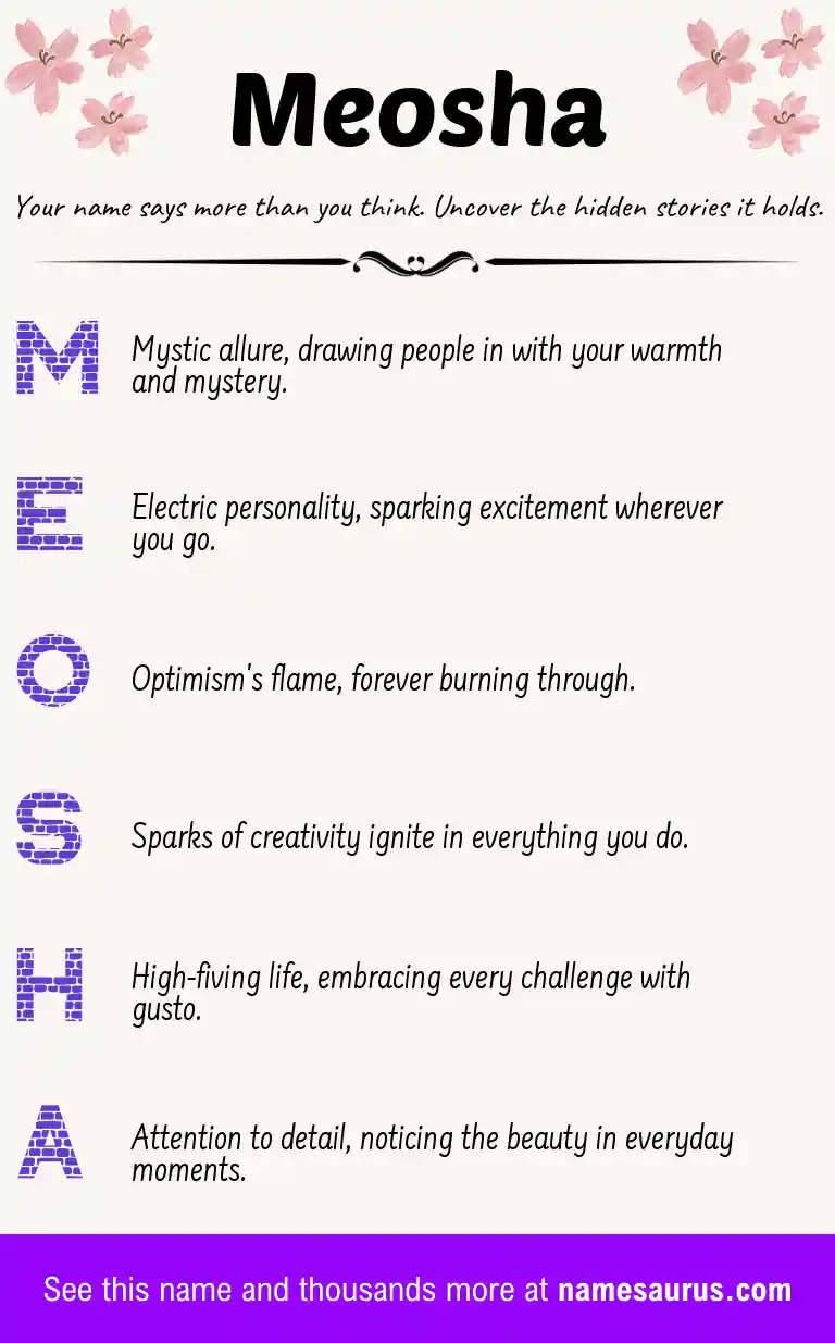 Acrostic poem about Meosha.