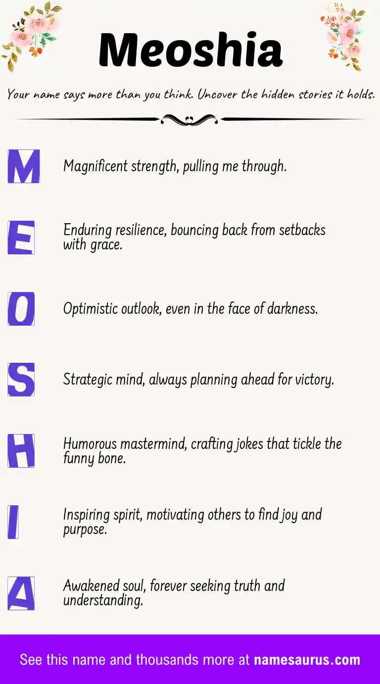 Acrostic poem about Meoshia.