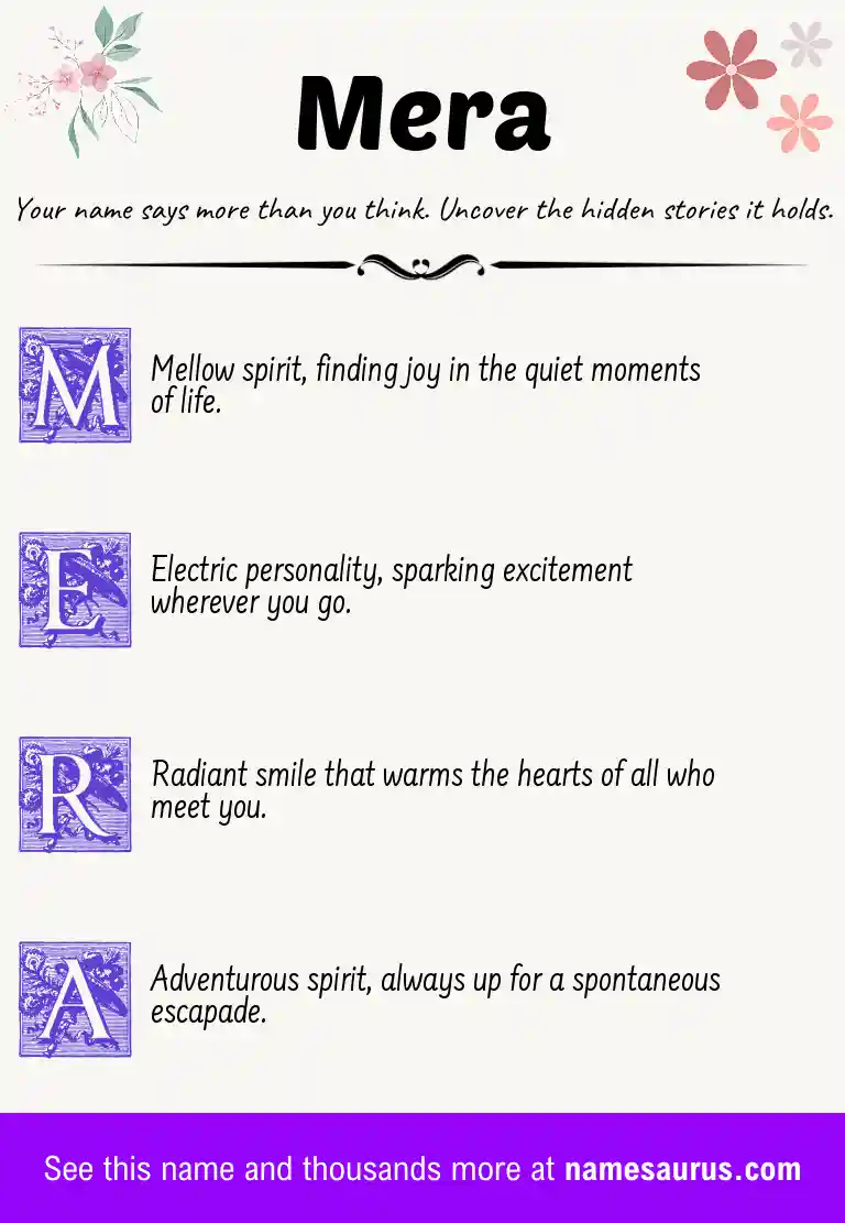 Acrostic poem about Mera.