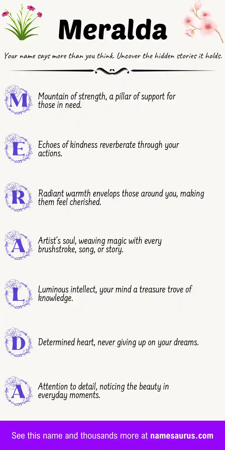 Acrostic poem about Meralda.
