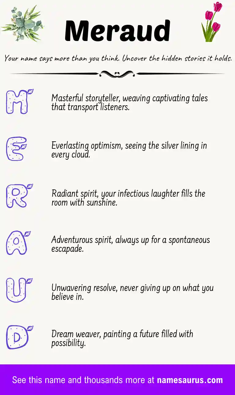 Acrostic poem about Meraud.