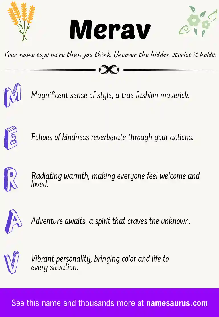 Acrostic poem about Merav.