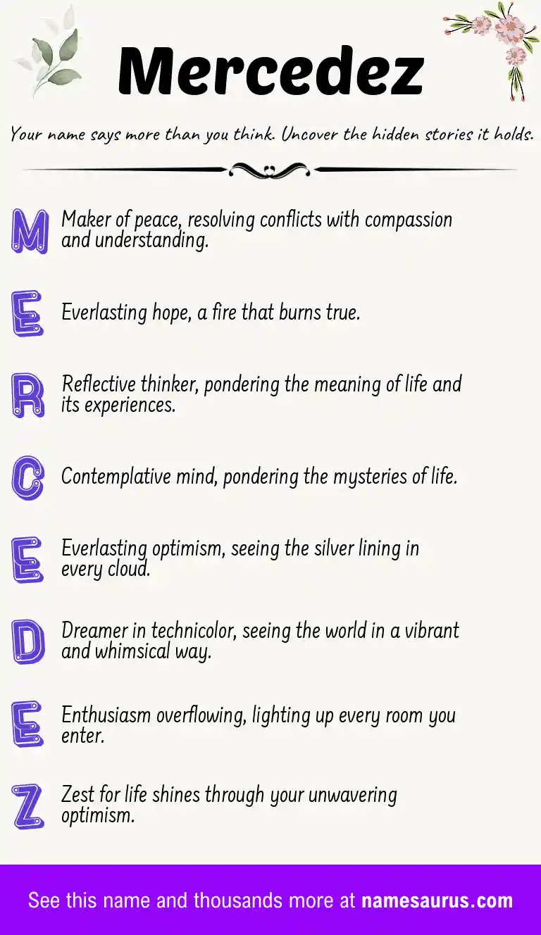 Acrostic poem about Mercedez.