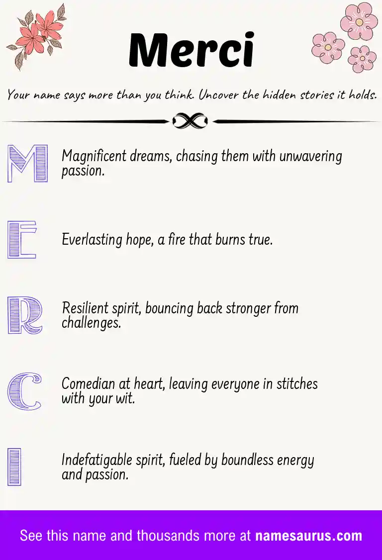 Acrostic poem about Merci.