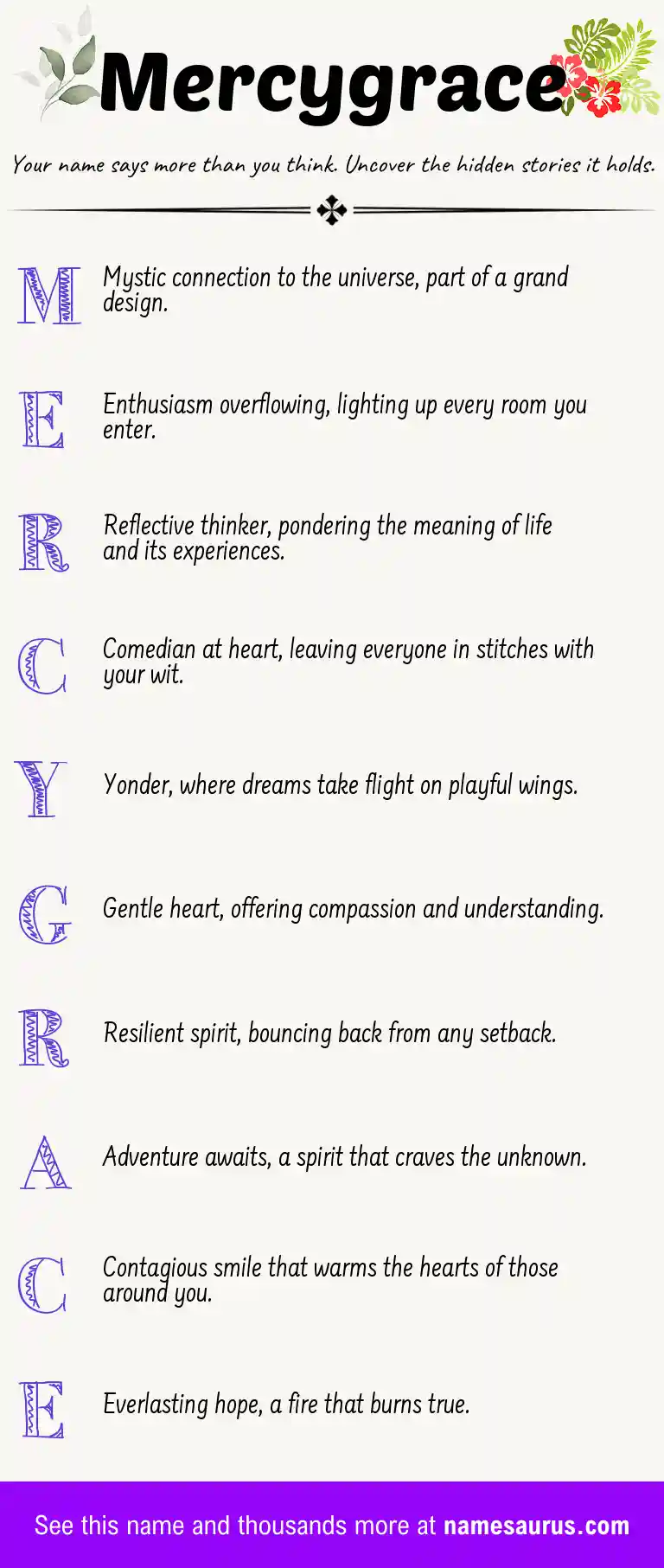 Acrostic poem about Mercygrace.