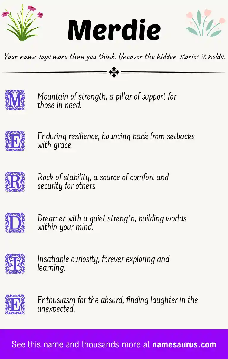 Acrostic poem about Merdie.