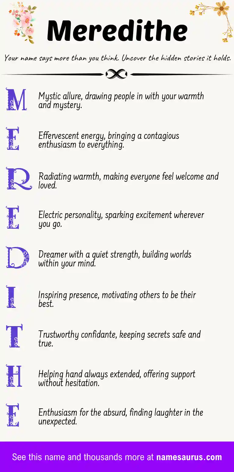 Acrostic poem about Meredithe.