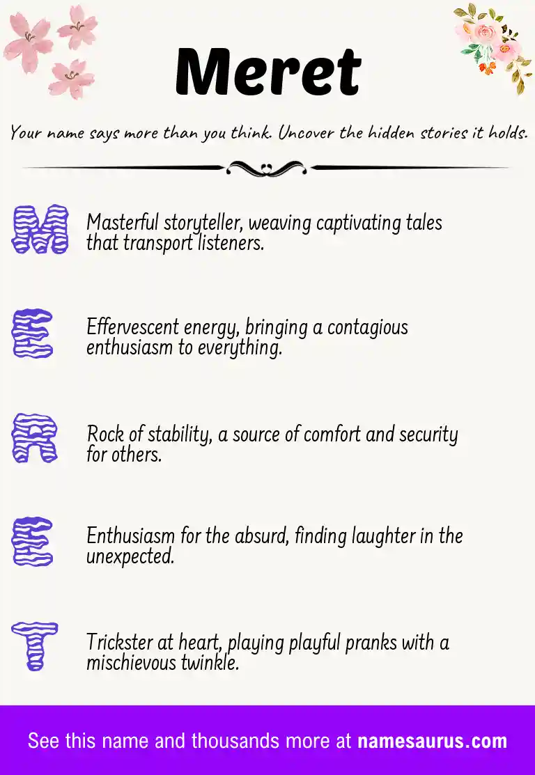 Acrostic poem about Meret.