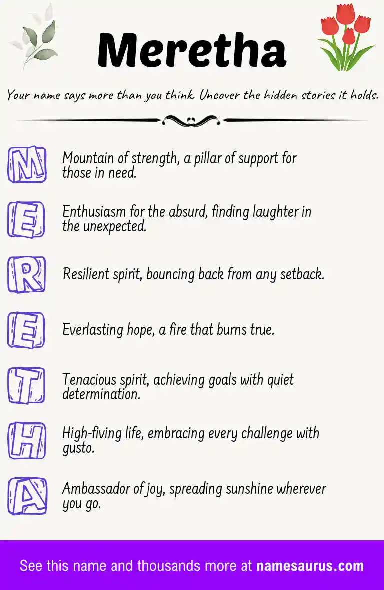Acrostic poem about Meretha.