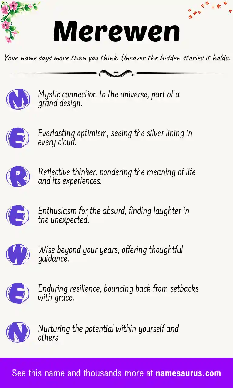 Acrostic poem about Merewen.