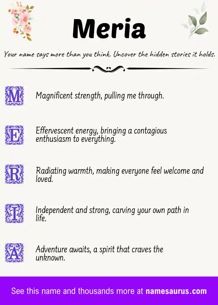 Acrostic poem about Meria.