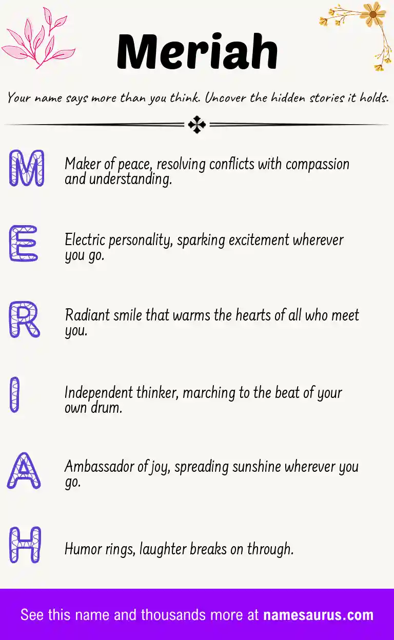 Acrostic poem about Meriah.