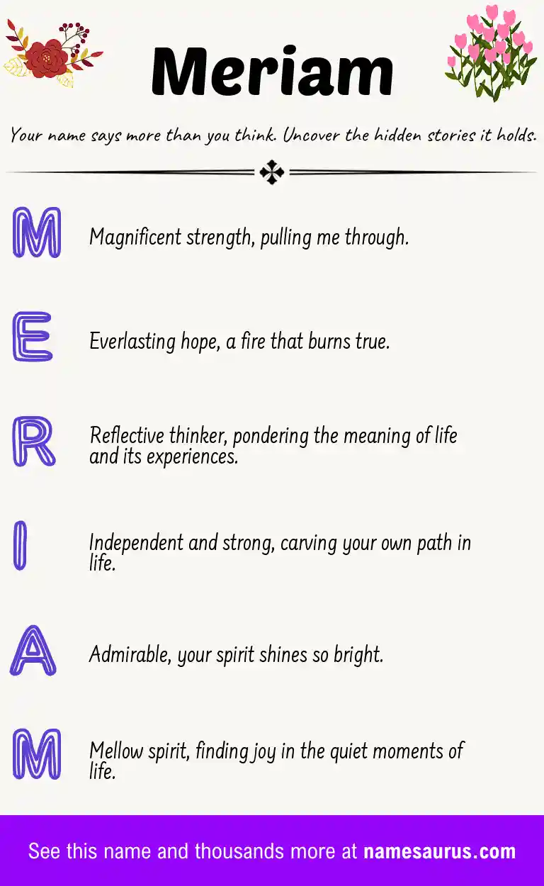 Acrostic poem about Meriam.