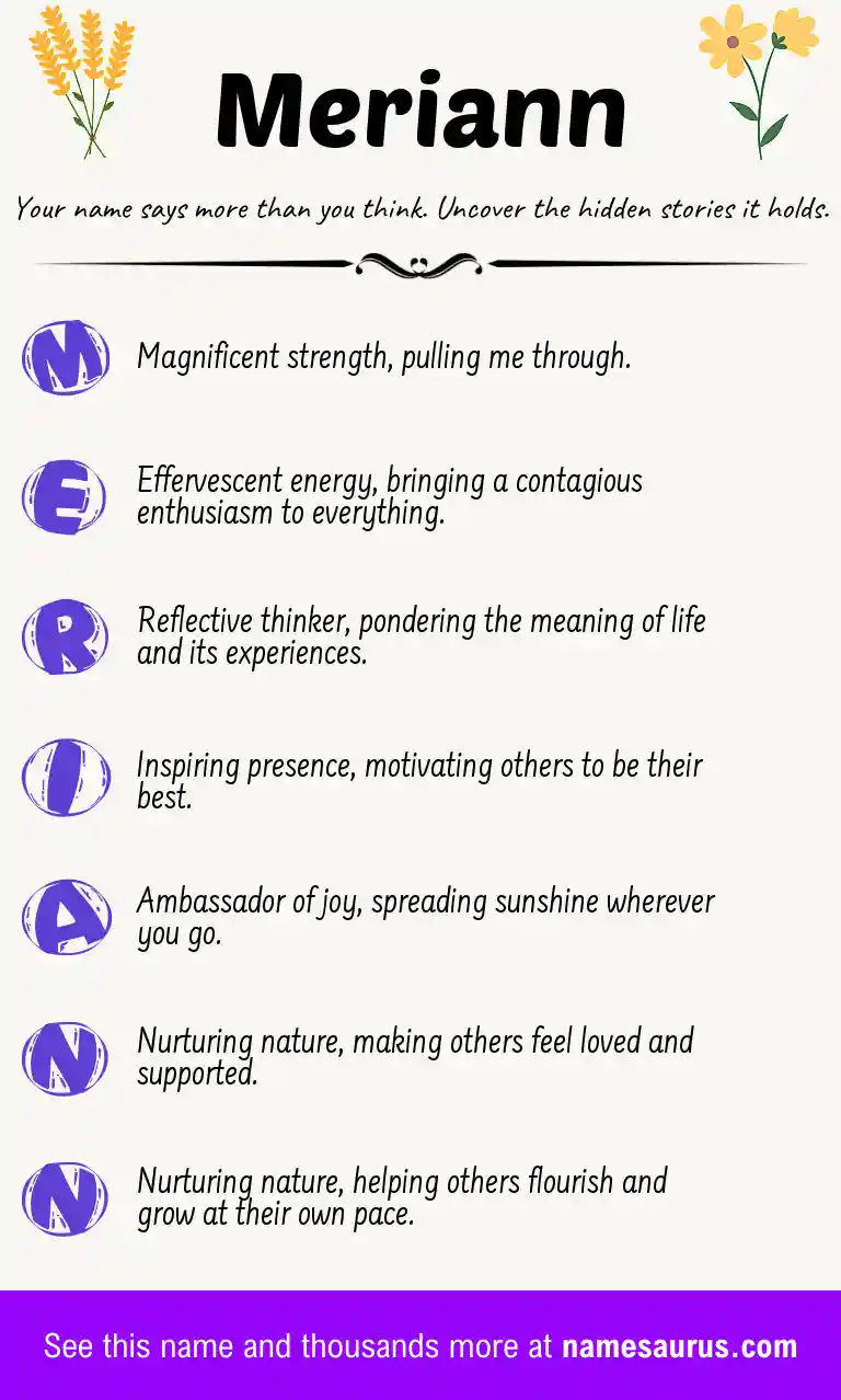 Acrostic poem about Meriann.