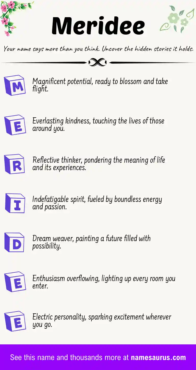 Acrostic poem about Meridee.