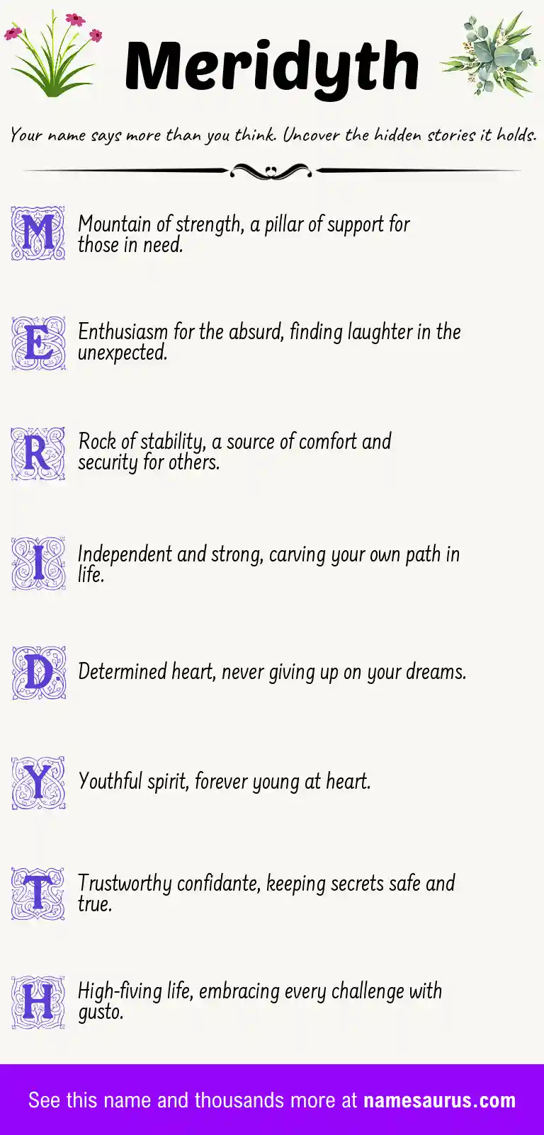 Acrostic poem about Meridyth.