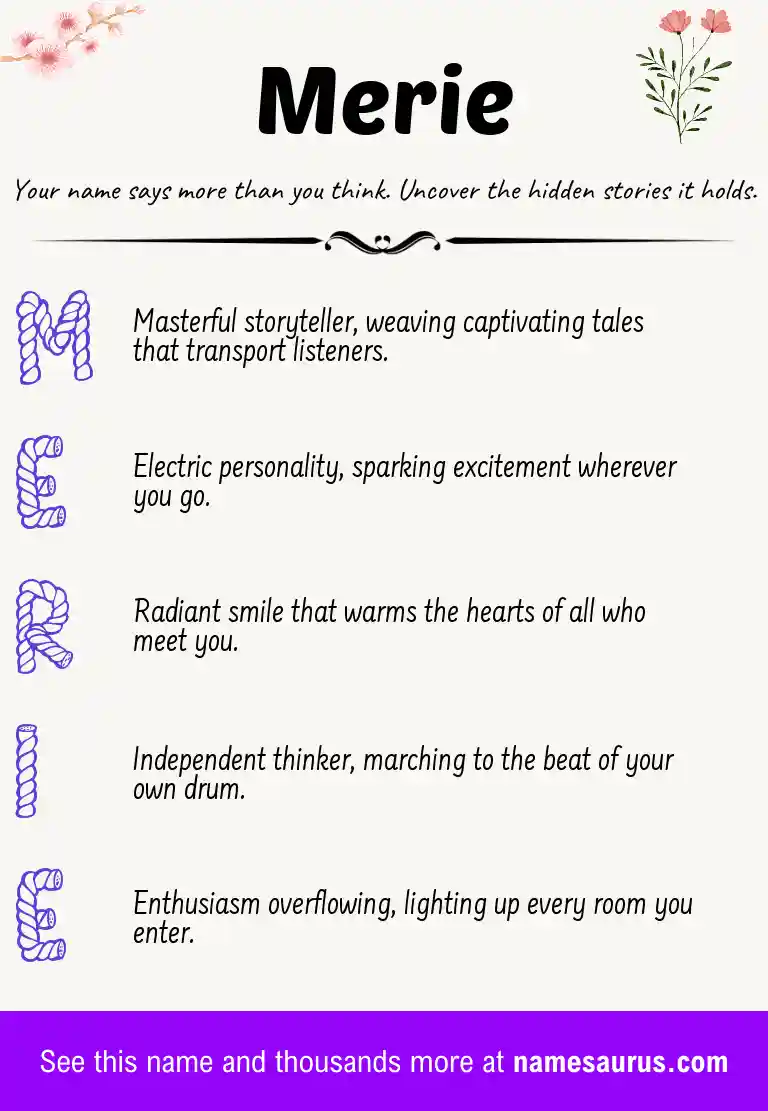 Acrostic poem about Merie.